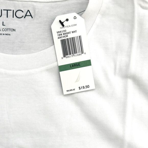 Nautica White Short Sleeve Tee Men’s Crewneck Bright White T-Shirt Size Large - Picture 4 of 6